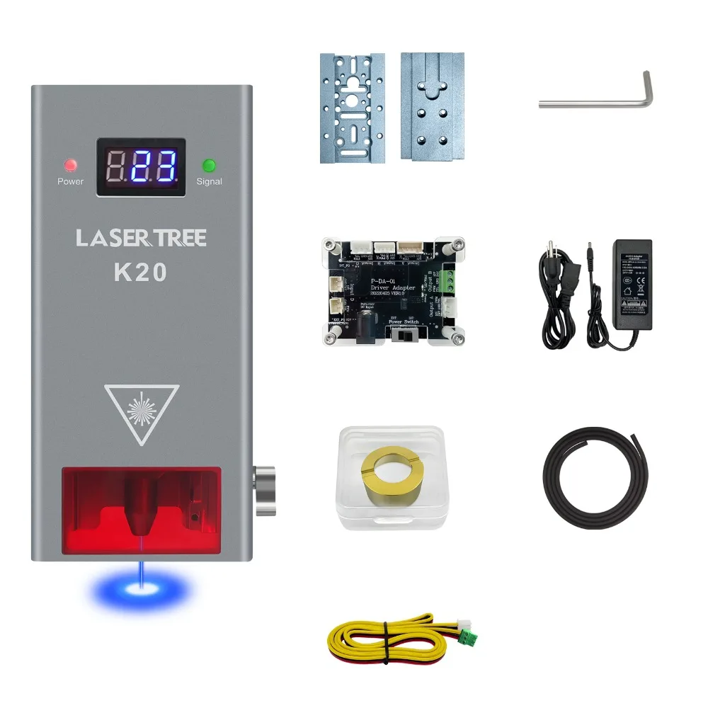 LASER TREE High Power 20W Optical Power Laser Module with Air Assist 455nm laser cutting engraving Equipment parts for DIY Tools