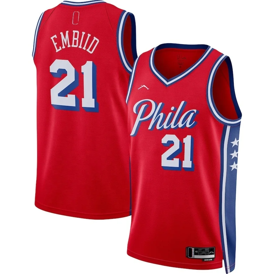 Joel Embiid #21Nbaing Philadelphia 76er Basketball Jersey Unisex Hot-Pressing Classics Uniform Quick Dry City Edition Youth Wear