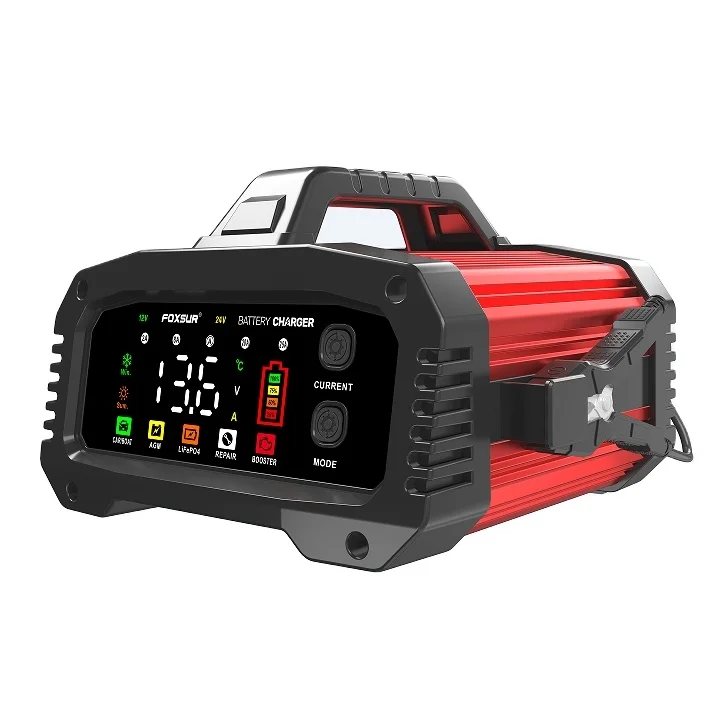 Foxsur  25A Car battery charger 12V24V automatic smart battery charger for LiFe PO4 batteries