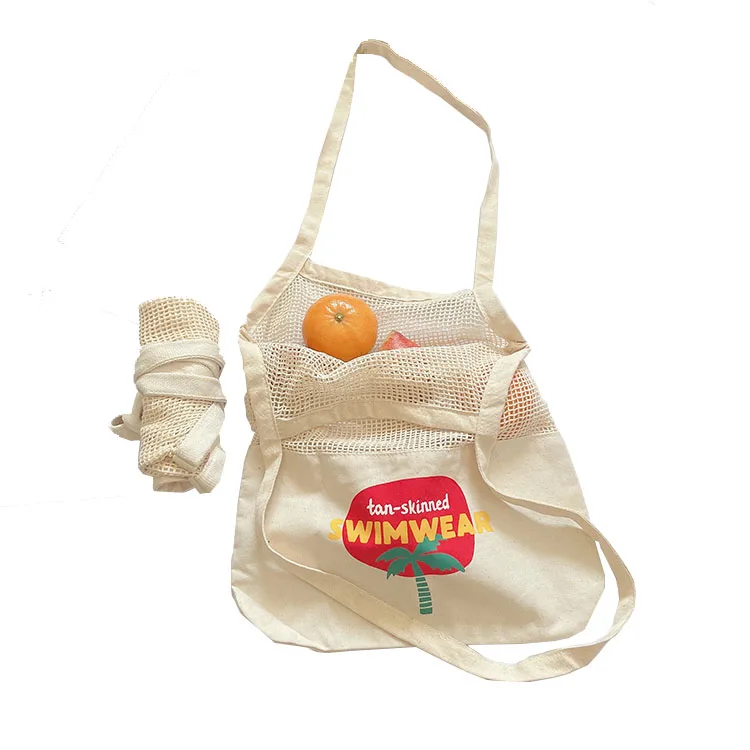 Reusable Organic Cotton Tote Mesh Food Shopping String Net Bag