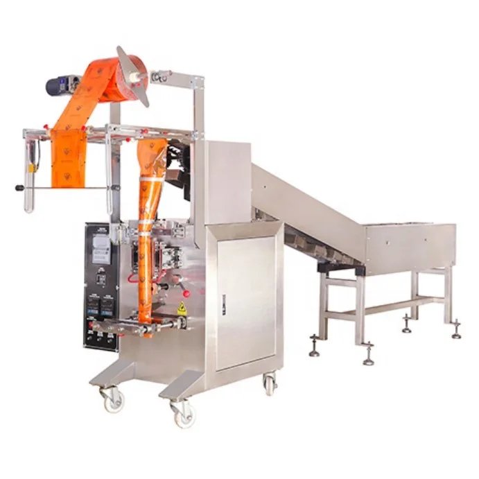 Multifunctional semi automatic low cost pouch packing machine with buckets and platform