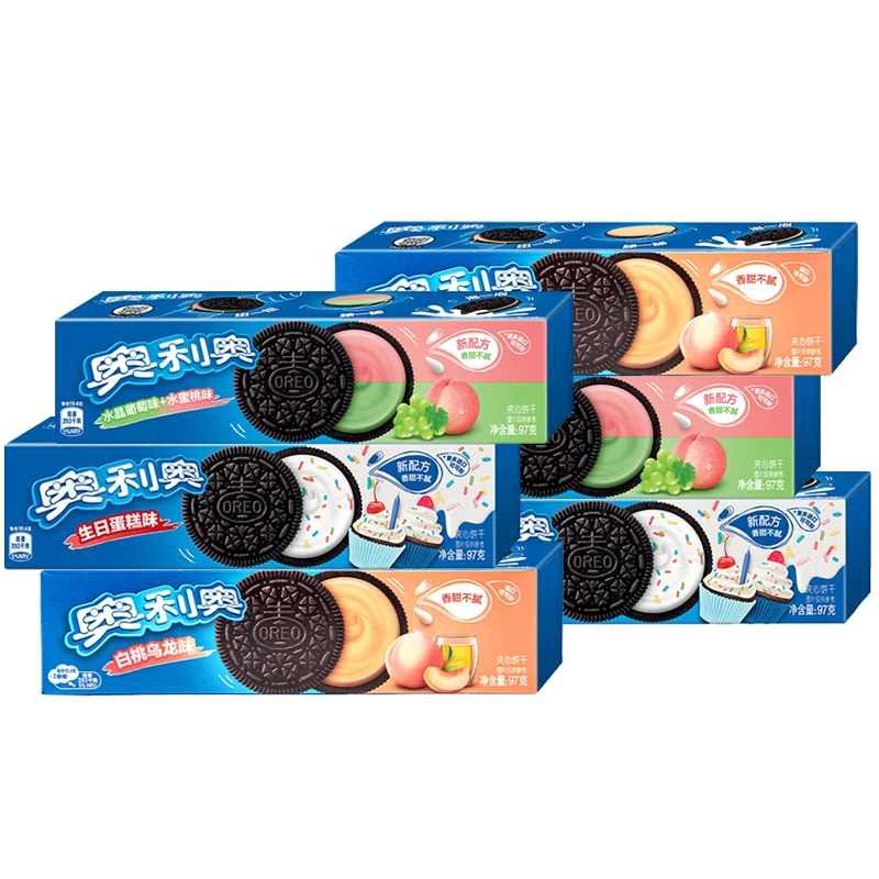 Low Price Wholesale Oreo 97g Crystal Grape Blueberry Oreo New Chocolate Flavored Sandwich Cookies Exotic Snacks