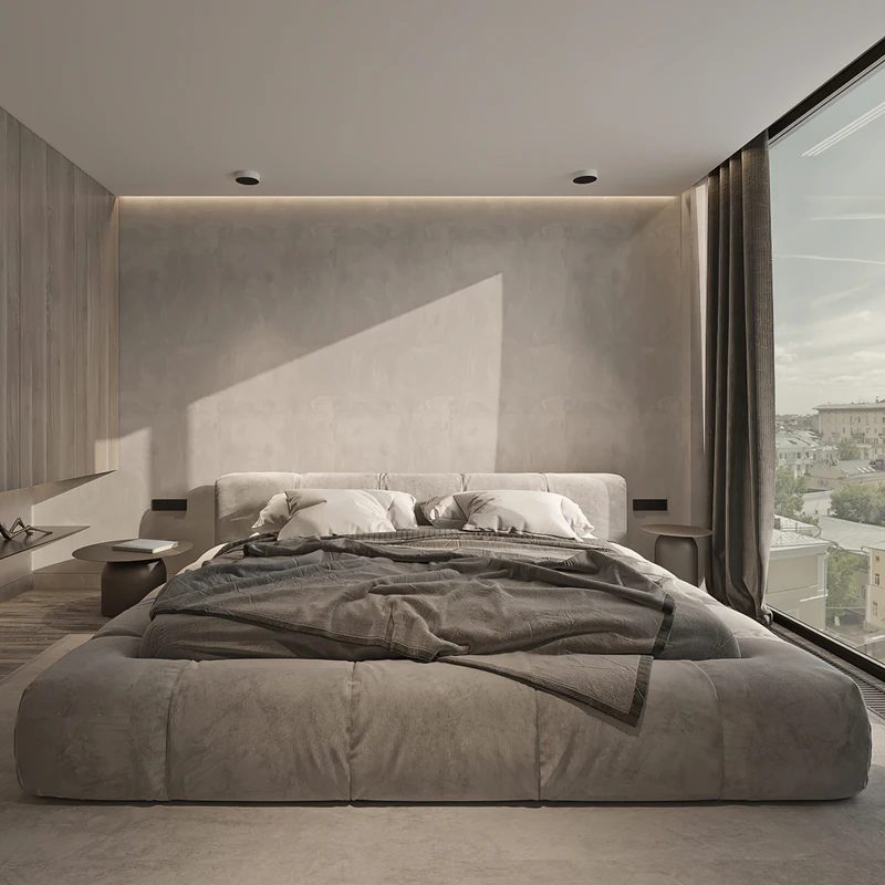 Nordic light luxury tatami master bedroom 1.8M bed art furniture designer double velvet bed