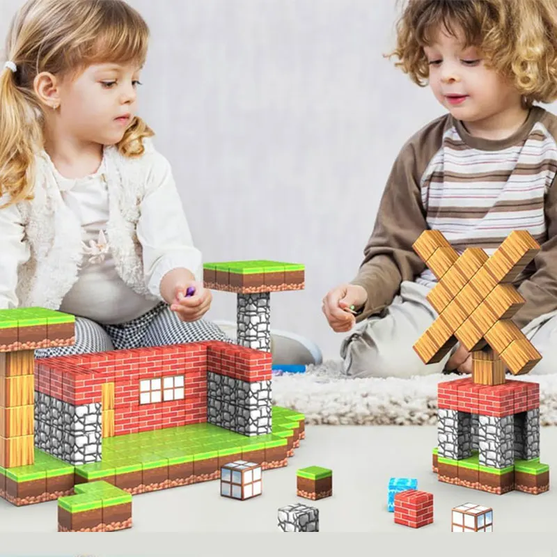 3D Magnetic Building Cubes mine World Magnetic Cube Blocks Puzzle Toy Set for Children Stem