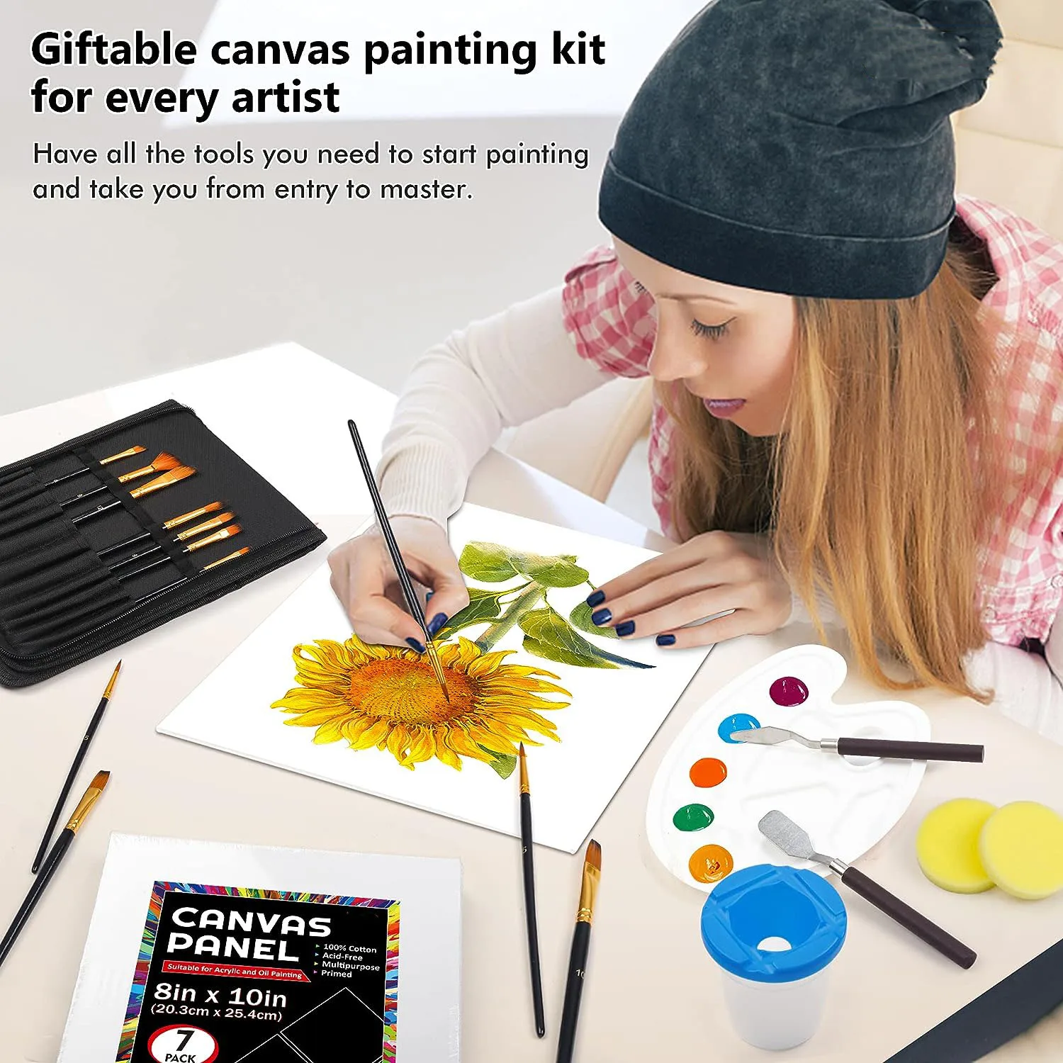 Multi sizes blank canvas board for painting art supplies painting canvas panel board pack canvas-boards-wholesale with tools