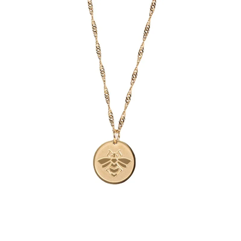 Fashion wholesale women jewelry gold plated stainless steel corrosion bee custom logo pendant earrings Sweater Chain