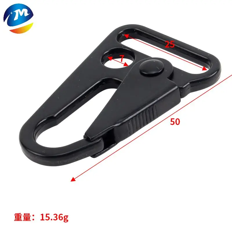 Factory Supply Black Snap Hook Buckle 25mm Outdoor Carabiner Hook HK Sport Metal Olecranon Snap Clasp