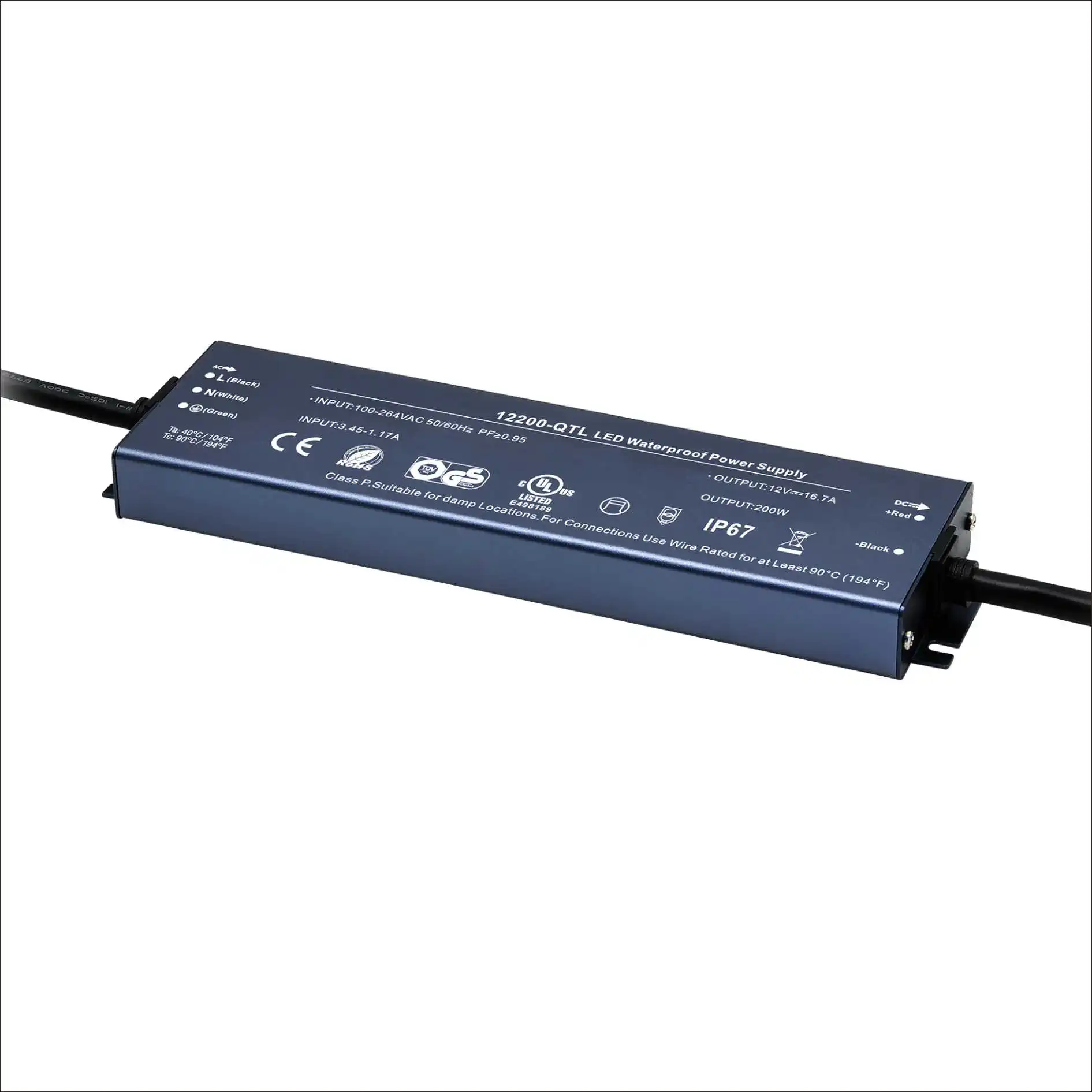 passed CE CB TUV SAA UL ROHS CCC led driver 12v 24v 36v 48v 100w 150w 200w 250w IP67 led power supply 5-year warranty