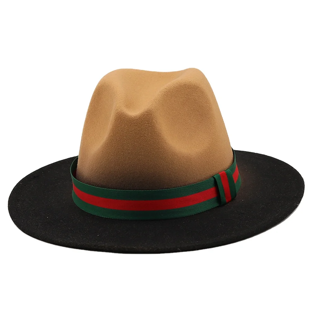 Fedora Hat Women Men Church Sombrero Mujer Gentleman Derby Hats Wide Brim Panama Painted Gradient Jazz Cap Ribbon