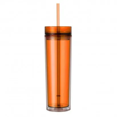Wholesale 16oz Skinny Tumbler Double Wall Plastic Water Bottle Sublimation for Juice Reusable with Straw