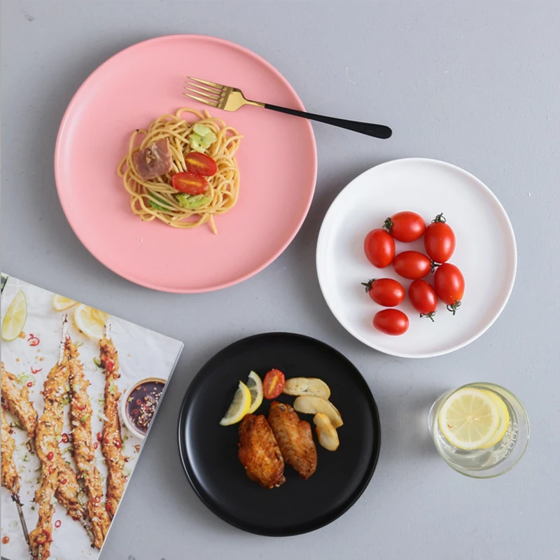 Factory Direct Nordic 8 Inch Creative Matte Ceramic Spaghetti Pizza Ceramic Round Plate