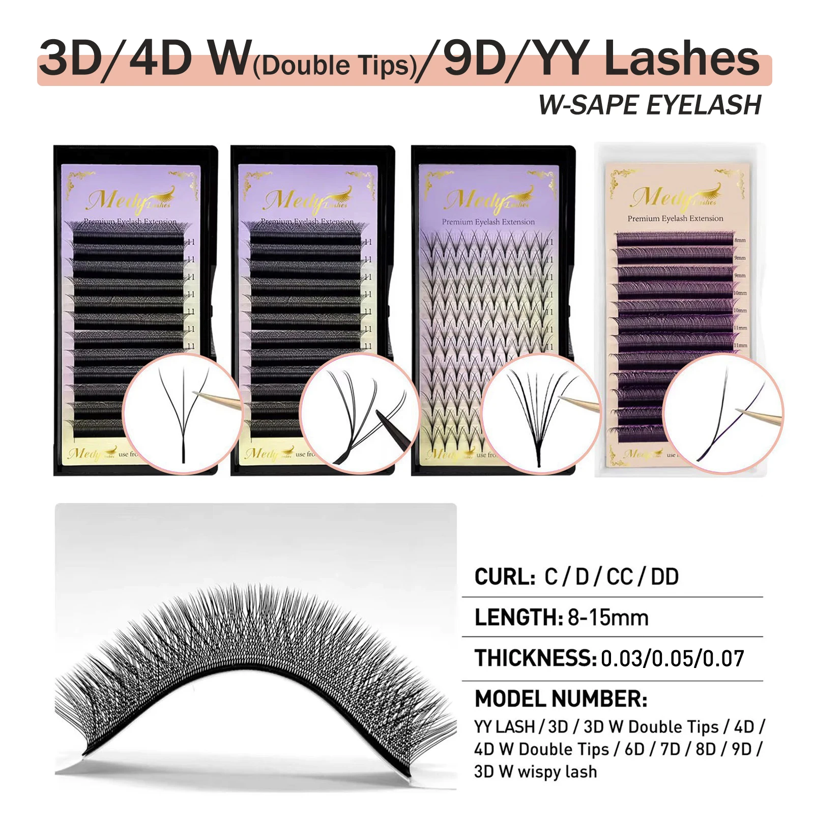 Wholesale YY W Eyelash Tray Private Label w Eyelash Extension J B Cc D Curl Matte Black Mink Individual Lash Extension Supplier