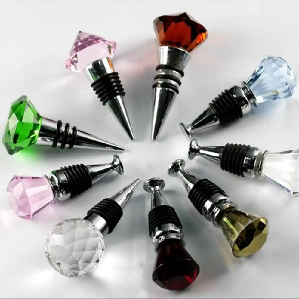 Wedding gift custom colored crystal glass ball wine bottle stopper