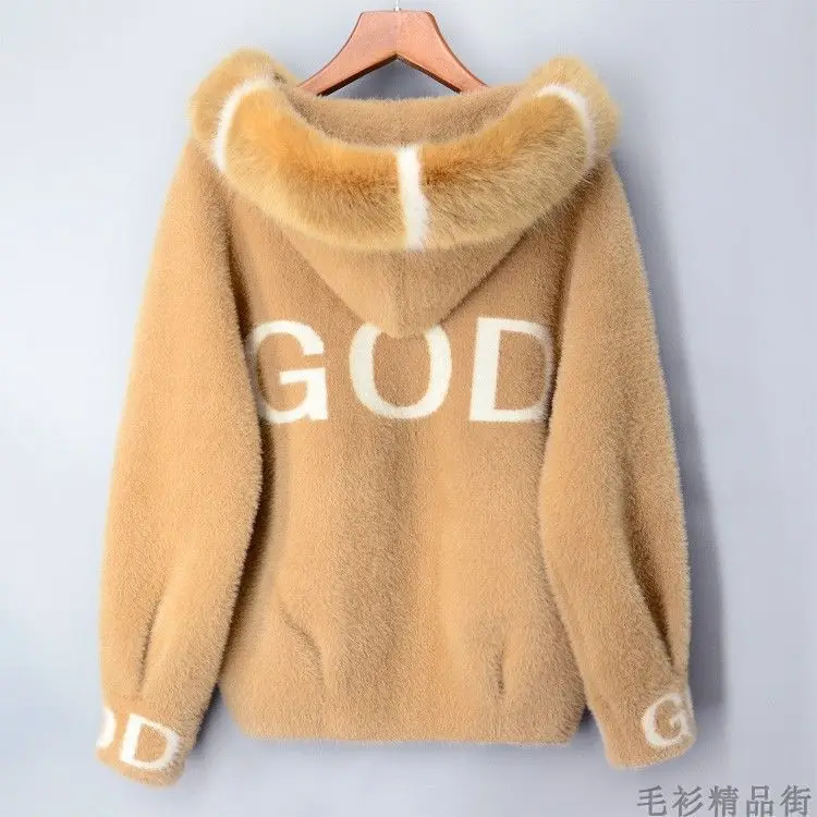 Autumn Winter Women Faux Mink Fur Coat Loose Short Style Hooded Jacket 2020 New Fashion Girls Cute Sweater Coat