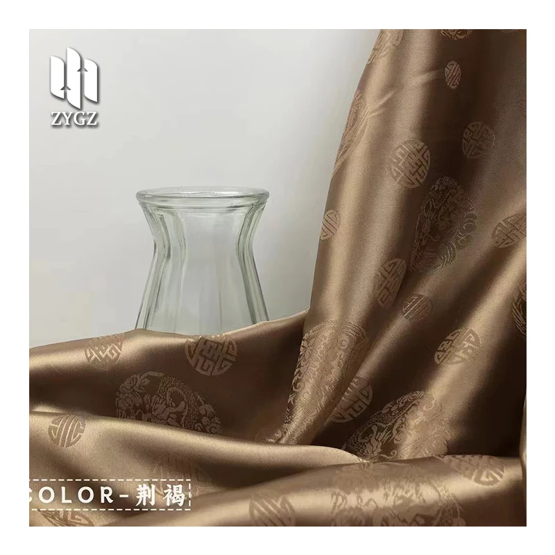 Wholesale High Quality 100% Polyester Smooth Soft Touch Feeling Satin Jacquard Fabric for Women Clothing Dress Garments