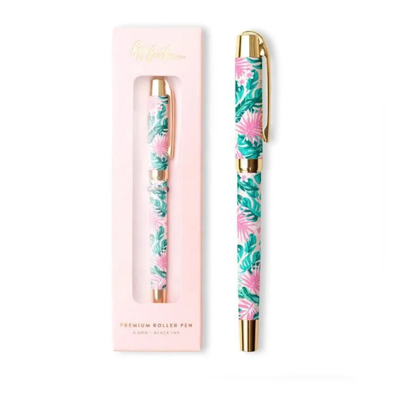 wholesale beautiful lovely metal roller pen custom printed pen floral ballpoint pen with box