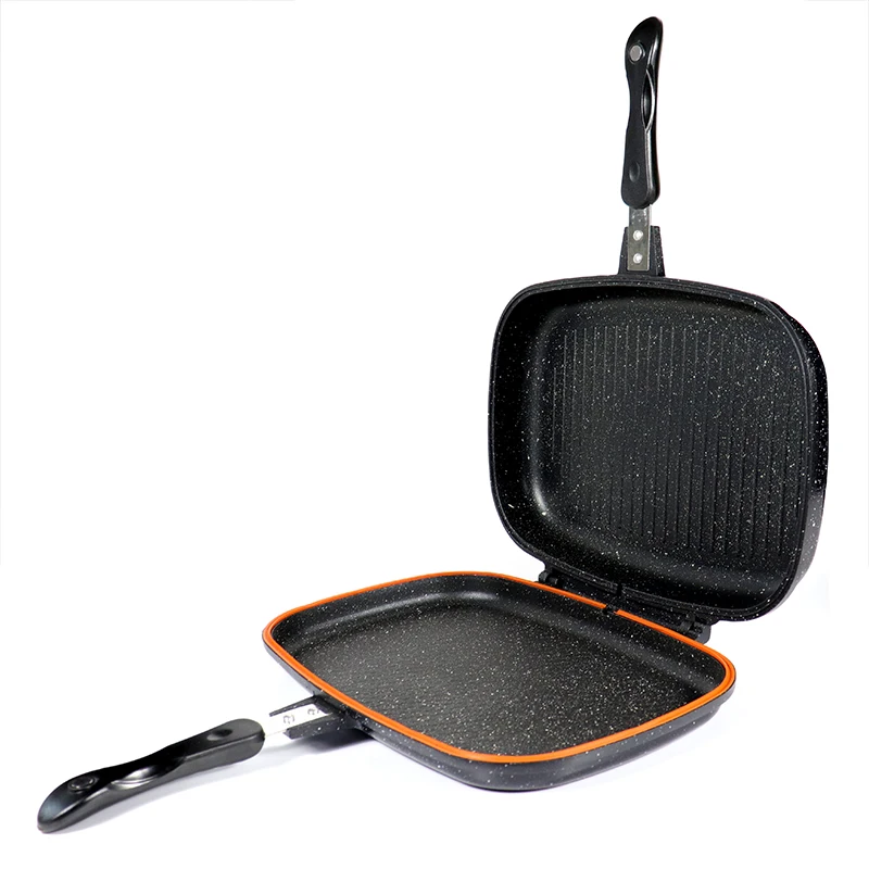 
Суперкачественная Антипригарная посуда из алюминиевого сплава, двусторонняя сковорода для гриля 