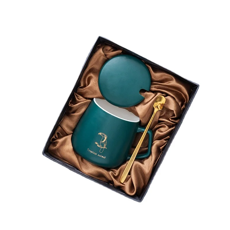 
Hot selling Nordic ins business gift large capacity coffee cup office home water cup porcelain coffee ceramic mug with lid spoon 