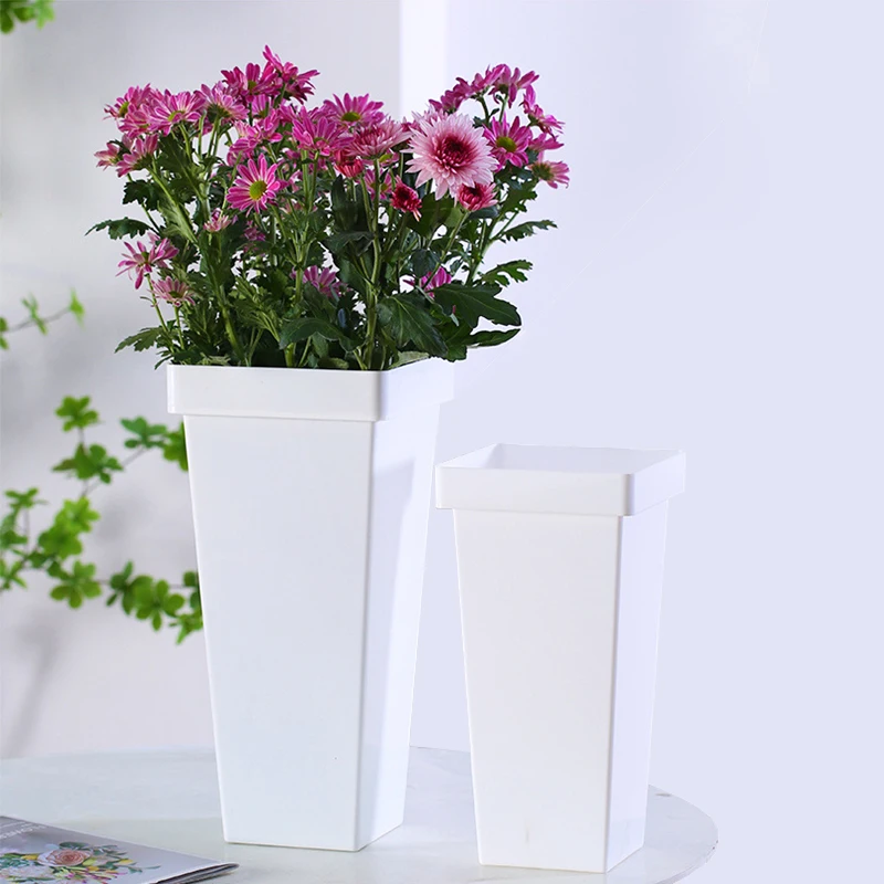 Plastic Bucket Wake-up Flower Bucket High-quality Square Flower Shop Home PE Plastic Pots Nordic Glazed Gift & Craft 60pcs