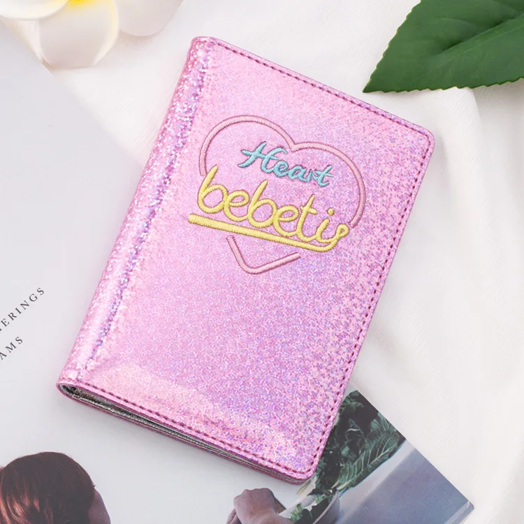 Laser Passport Holder Glitter Shiny Passport Case with 3 Colors PU Leather Passport Holder