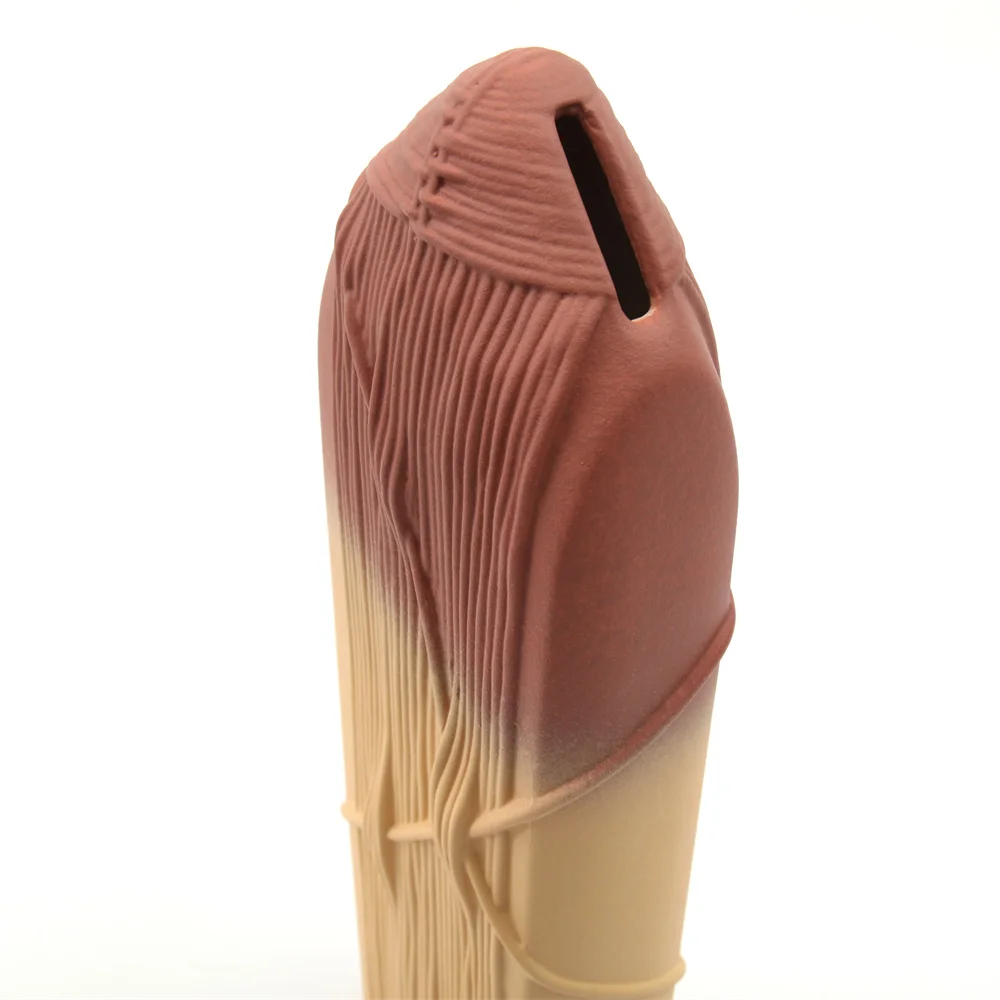 Nordic Modern Creative Matte Pastel Ceramic Wicker Style Lines Bottle Bud Vase Cream for Home Decor