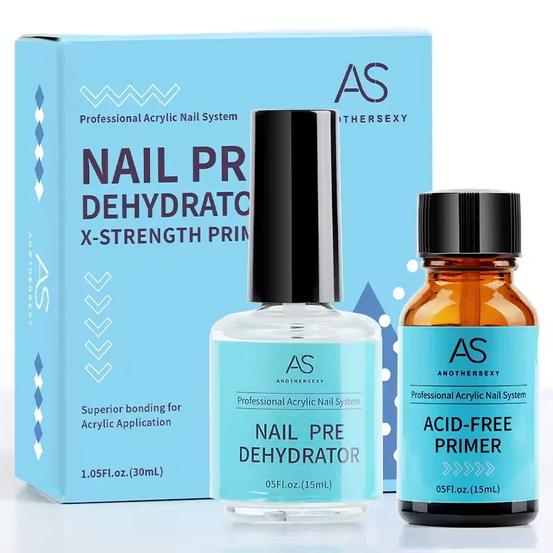 AS Nail Prep Dehydrator And Acid Free Nail Primer Set Custom Logo No Need Cure Air Dry Wholesale Suppliers Nail Polish