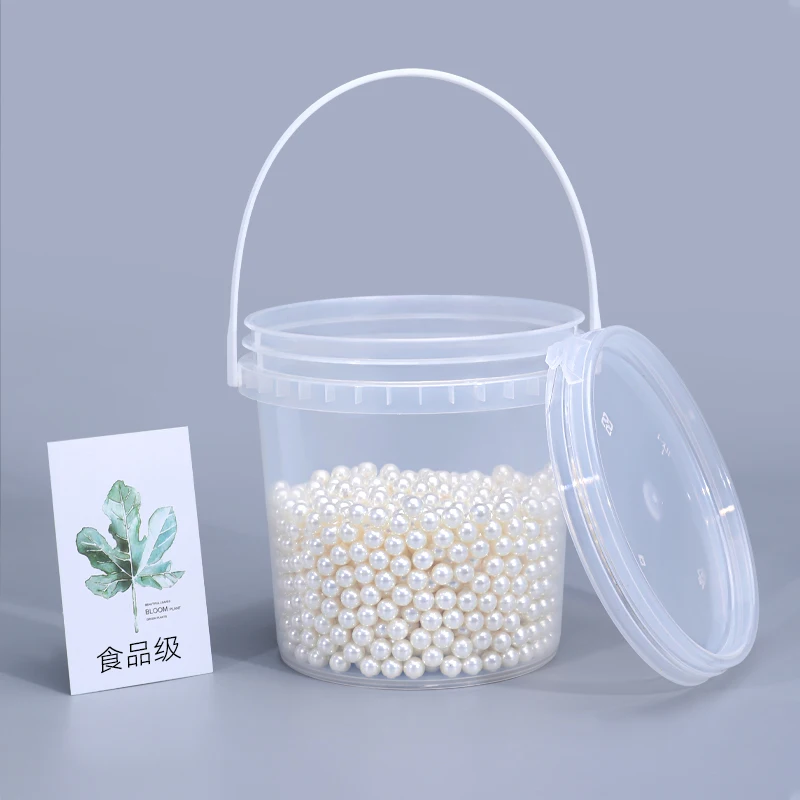 
UMETASS Wholesale 1L Clear Plastic Candy Popcorn Cookie Bucket With Lid Handle 