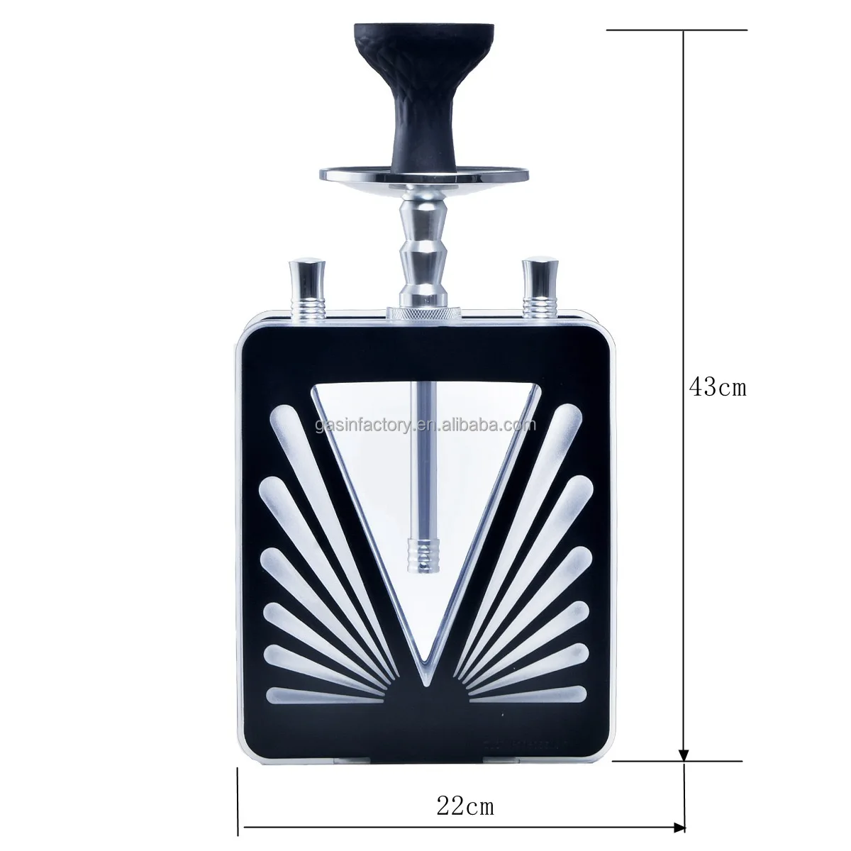 Jiaxin Factory Wholesale square Shisha Hookah Set LED 2 Hose Hookah Shisha