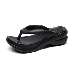 Wholesale Summer Beach Orthotics Platform Clip Toe Slippers Thick Sole EVA 6cm High Wedge Flip Flops For Women