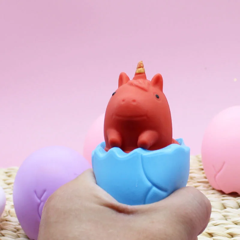 New Design Lucky Unicorn Squishy Easter Egg Toys Cute Animal Squeeze Cup Dinosaur Unicorn