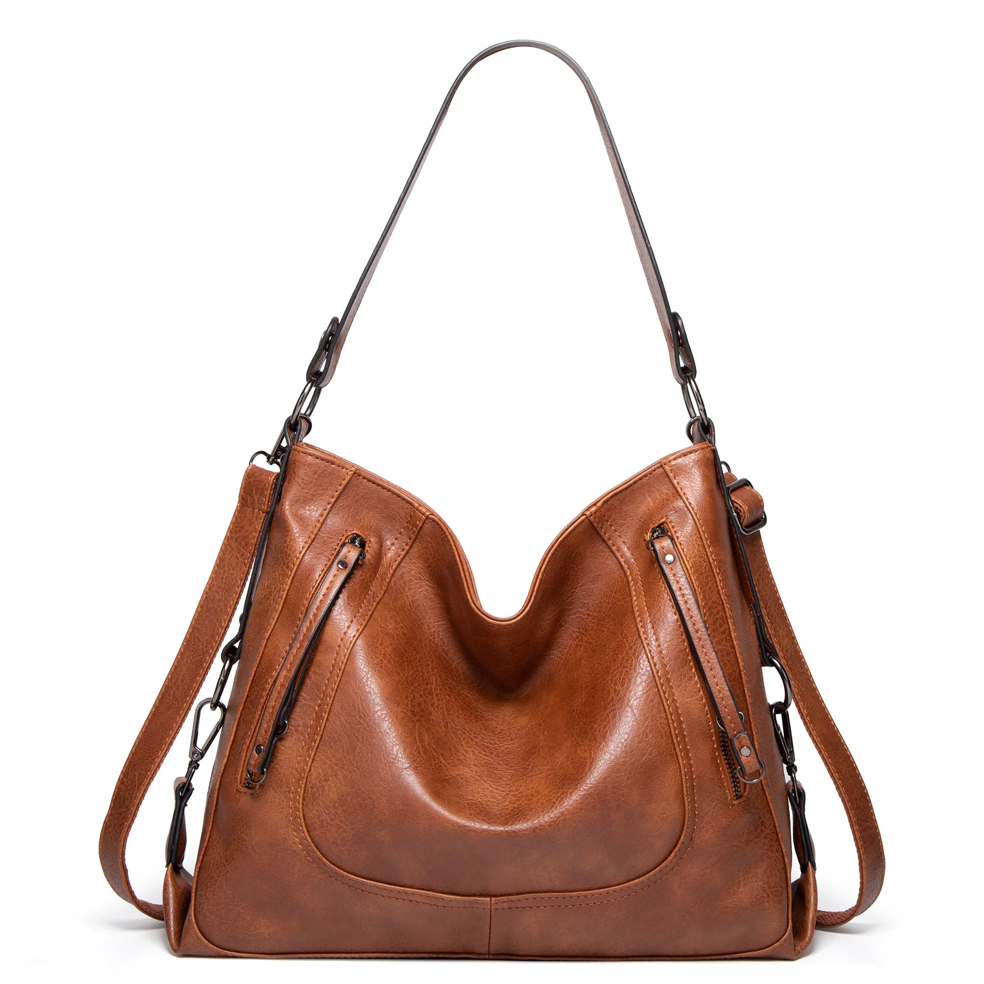 EG085 New high quality pu shoulder bag trendy ladies brown handbags for women