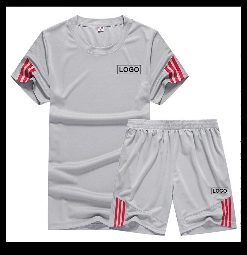 Best Selling Outdoor Fitness Gym Jogging Suits Breathable Mesh Soccer Jersey And Training Shorts Set 2 Piece Mens Tracksuit