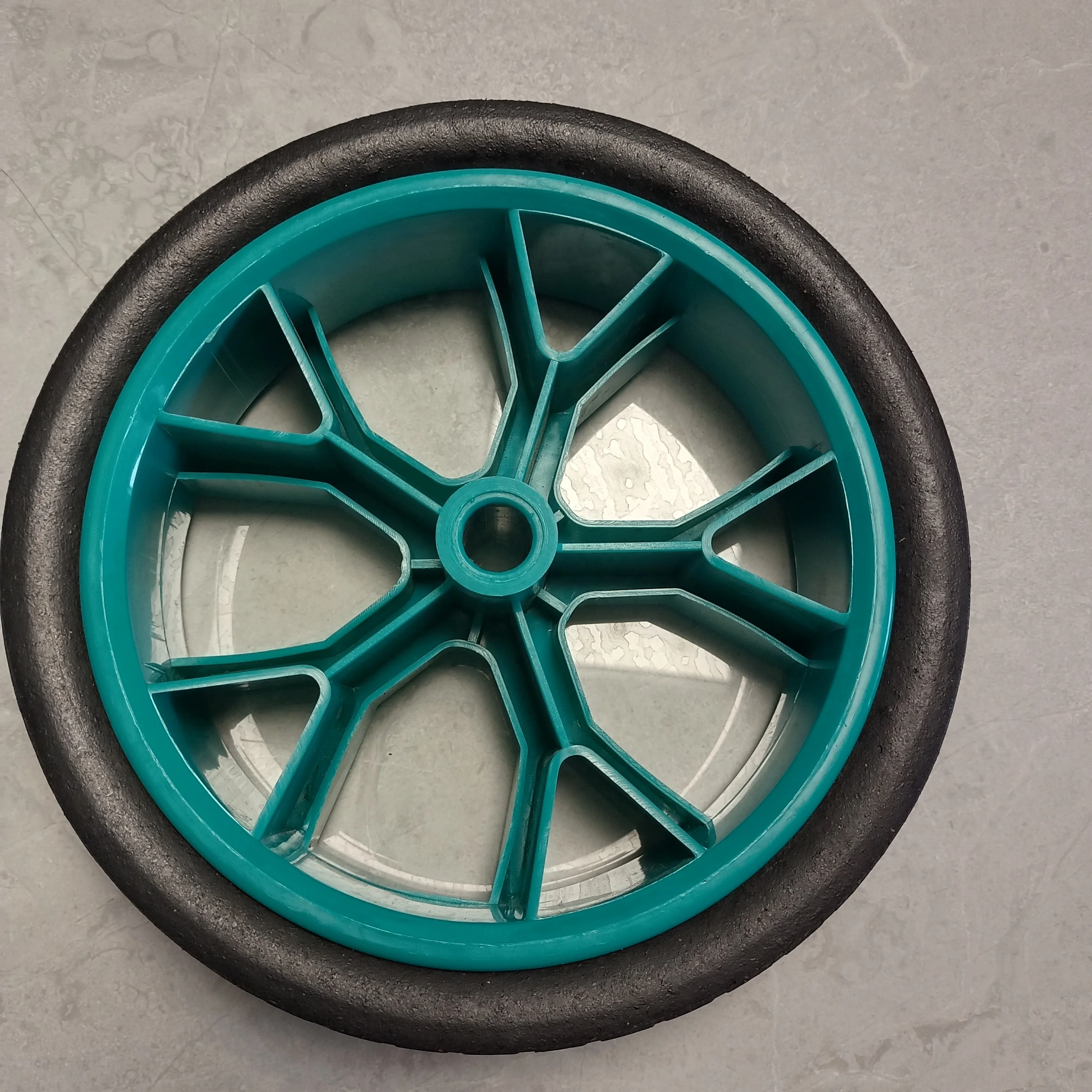 225mm powder solid rubber wheel with plastic rim for tool cart