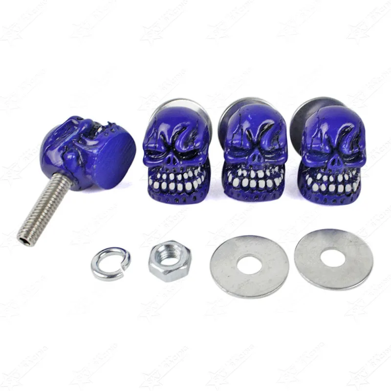 2024 Hot Sale Car License Plate Fasteners Bolts Tag Frame Anti-theft M6 Handsome Cool Retro Skull Screws Mounting Nuts Kit