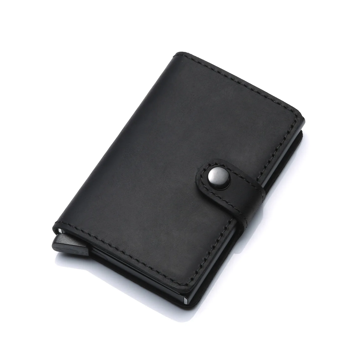 Genuine Leather Wallet Minimalist Credit Card Holder Money Clip Slim Mini Metal Wallet Rfid Men Wallets