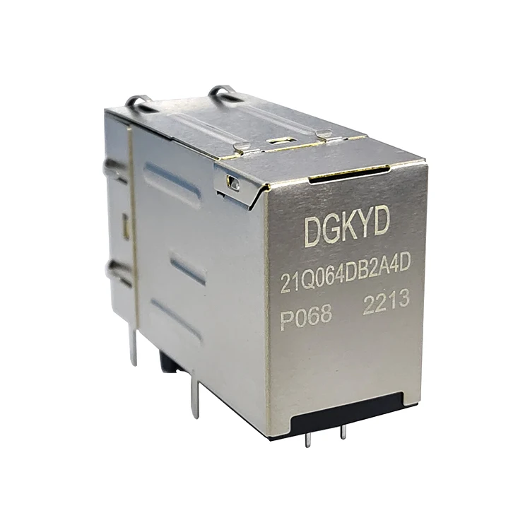 DGKYD21Q064DB2A4DP068 2X1 multi-port socket Gigabit Ethernet filter POE with light and shield RJ45 connector