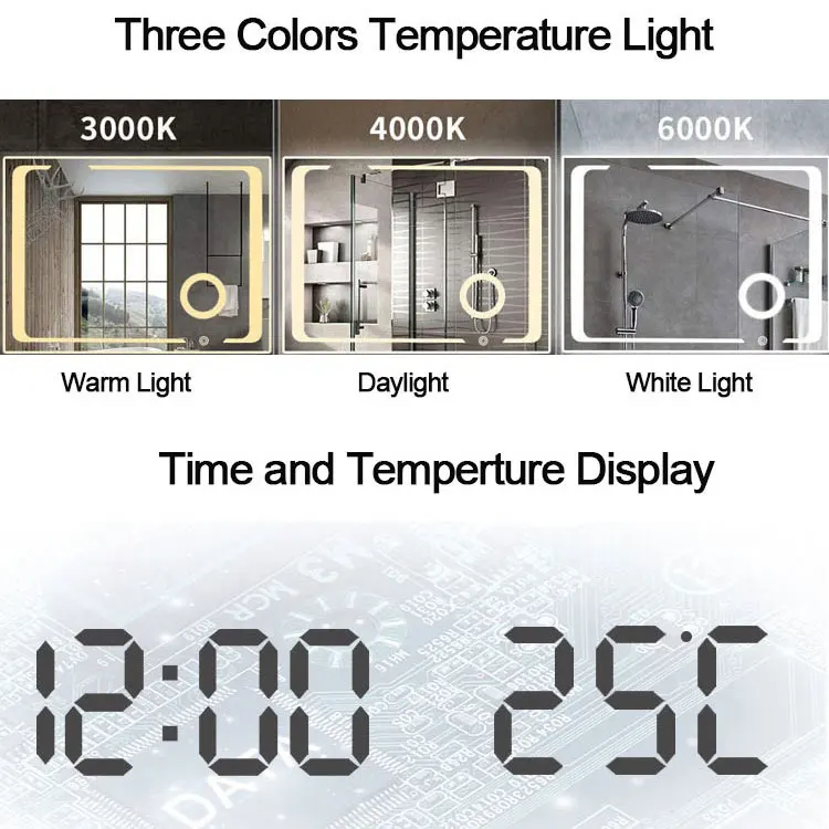 chinese modern wc cabinet smart magnifying round bathroom mirror with led lights