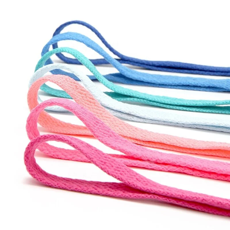 Custom logo Elastic shoelaces Multicolor Flat Polyester Plastic tips 120cm shoelaces