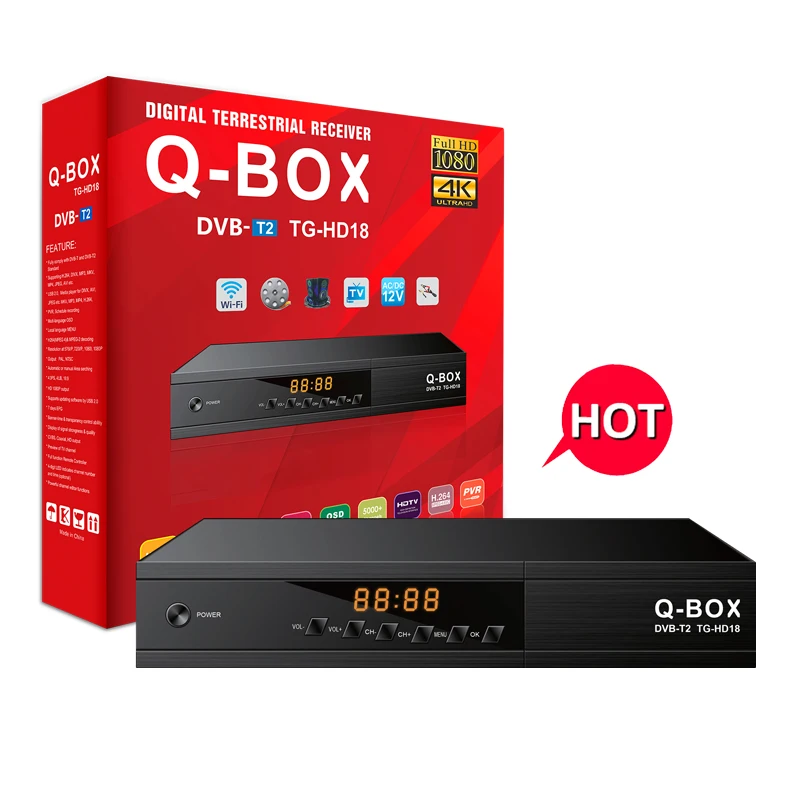 Q-BOX TG-HD18 готов Мини DVB T2 Декодер каналов кабельного телевидения в наличии для