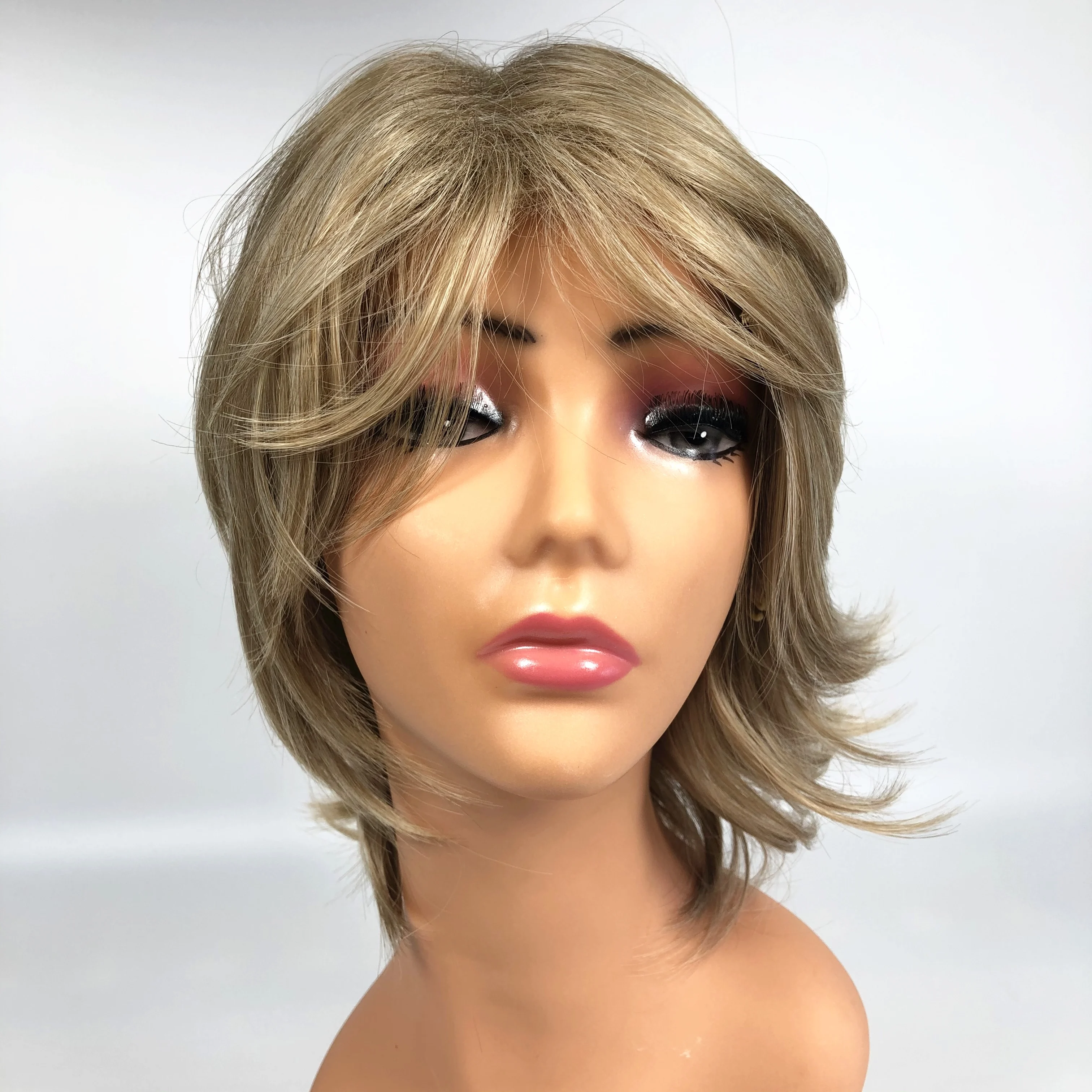 Wholesale 10 Inches Blonde Synthetic Natural Hair Wig Heat Resistant Fiber Short Full Machine Made Wig Hair Extensions