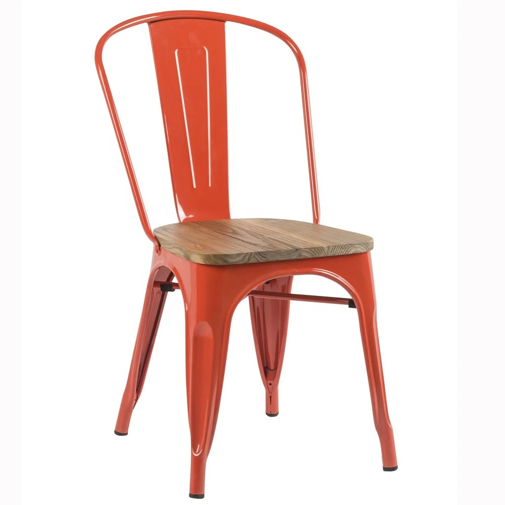 Popular stackable cafeteria antique French bistro steel cheap restaurant dining industrial metal chair wholesale HYX-503-2
