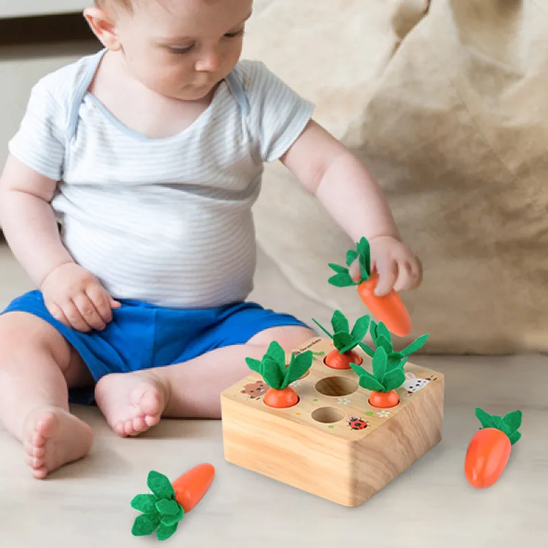 High quality wooden colorful  Carrot pulling radish toy develop brain power recognition children early educational toy