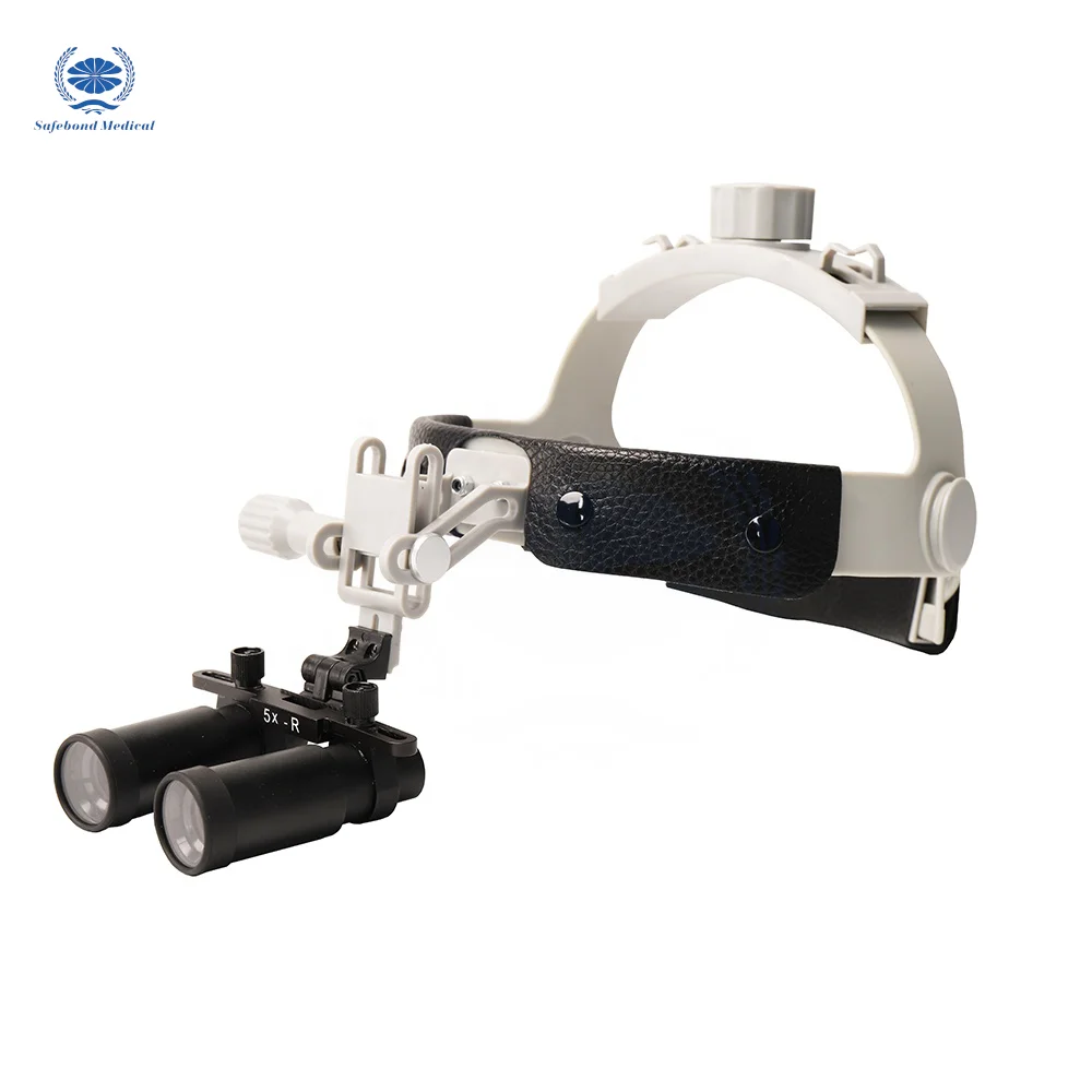 Medical head-mounted adjustable 5x magnifying glass dental headlight binocular magnifying glass
