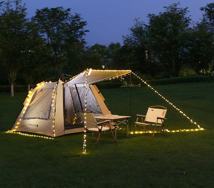 Outdoor String Lights 10m 100led Rechargeable Multifunctional Camping Light Warm White Led Outdoor Solar Camping String Lights