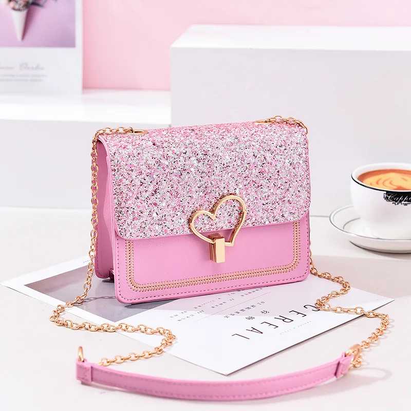
Sac en Cuir Femme Wholesale Low MOQ High Quality Mini Love Heart Flap Chain Crossbody Bag for Women 