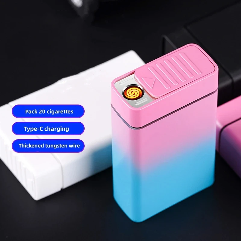 2024 New Electronic Mini Windproof Usb Charging Gift Cigarette Lighters Box for Men Portable Magic Rechargeable Electric Lighter