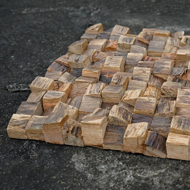 Solid Wood Mosaic Log Wood Background Wall Decorative 3D Retro Wooden Mosaic for Cafe Home Stay
