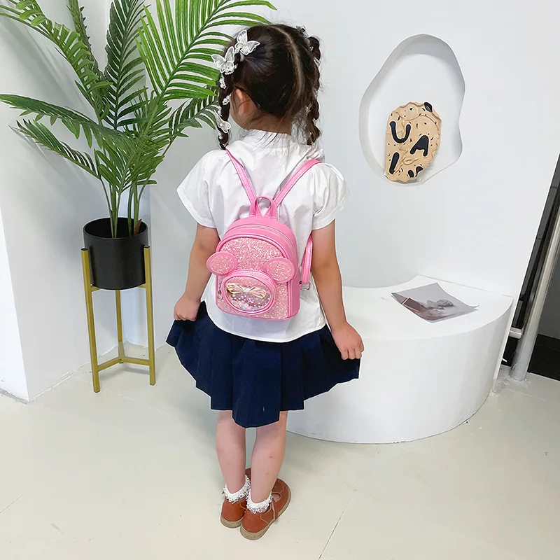New Sequins Fashion Kids Cartoon Mouse Bowknot Backpack Mini Toddler School Bags for Children