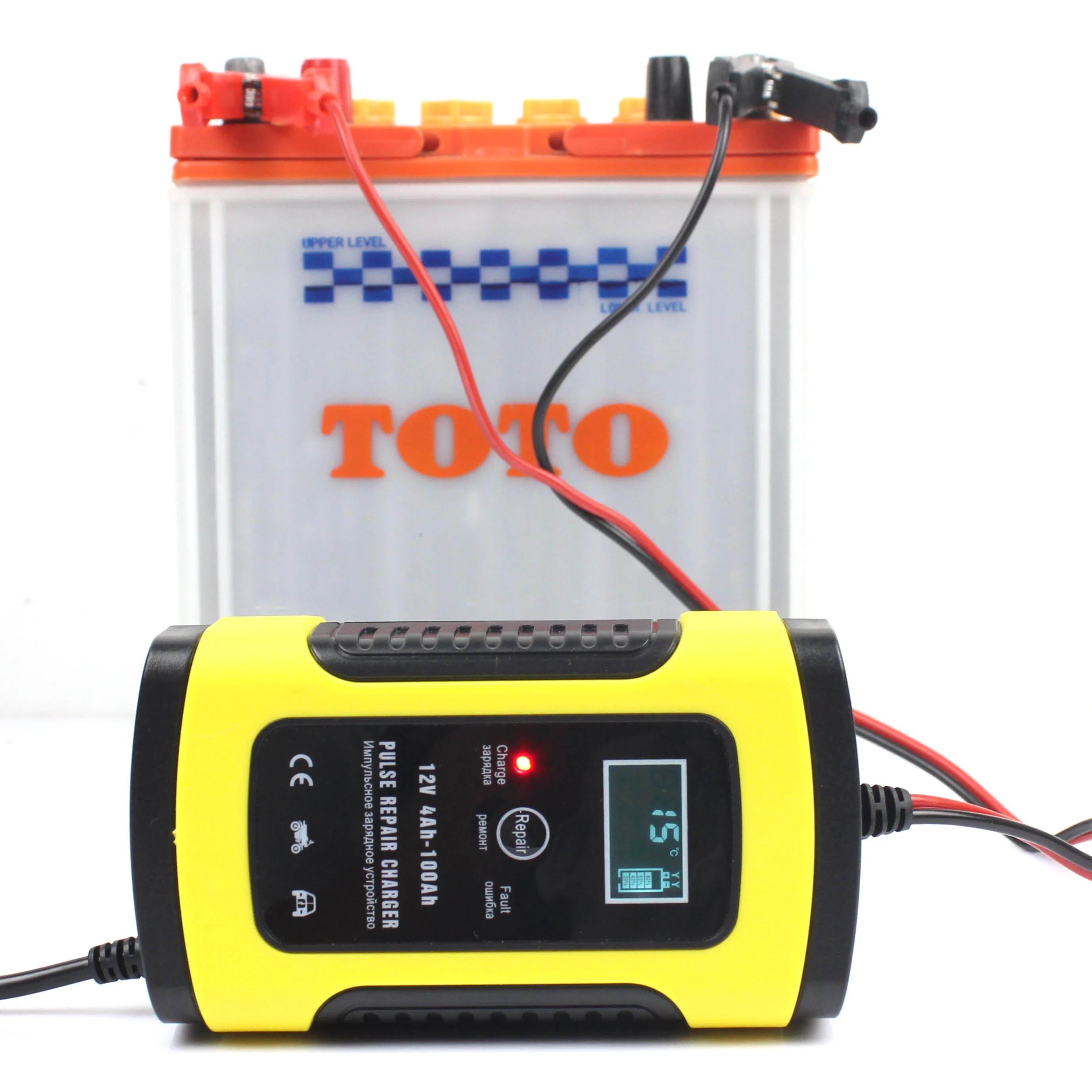 12V 5A Pulse Repair Charger with LCD Display Motorcycle Car Battery Charger  Lead Acid for Charging AGM GEL SLA and Wet Batterie