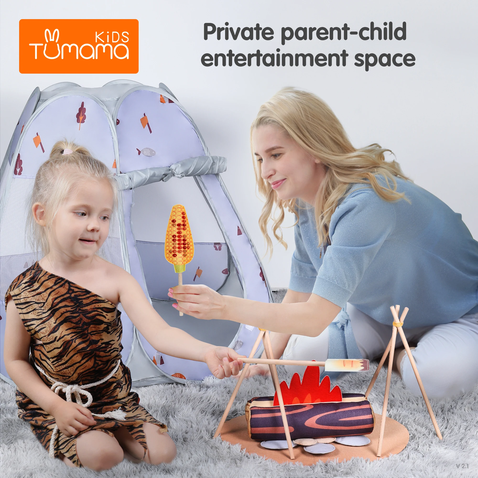 Tumama Kids Camping Set Toys Baby Tent Pretend Play Games Kit Picnic Grilled Corn Barbecue Camping Toy Set